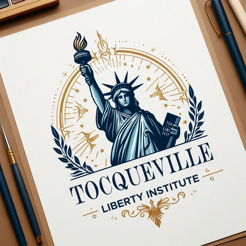 Tocqueville Liberty Institute emblem: an illustrated Statue of Liberty raising a torch, framed by a laurel wreath